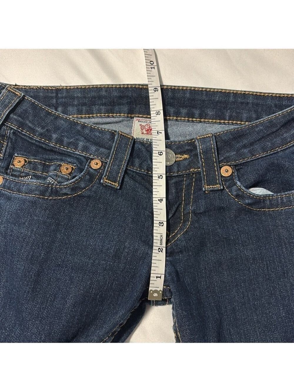 True religion straight leg jeans low rise cotton blend dark blue 5 pockets sz 26 - Picture 11 of 14